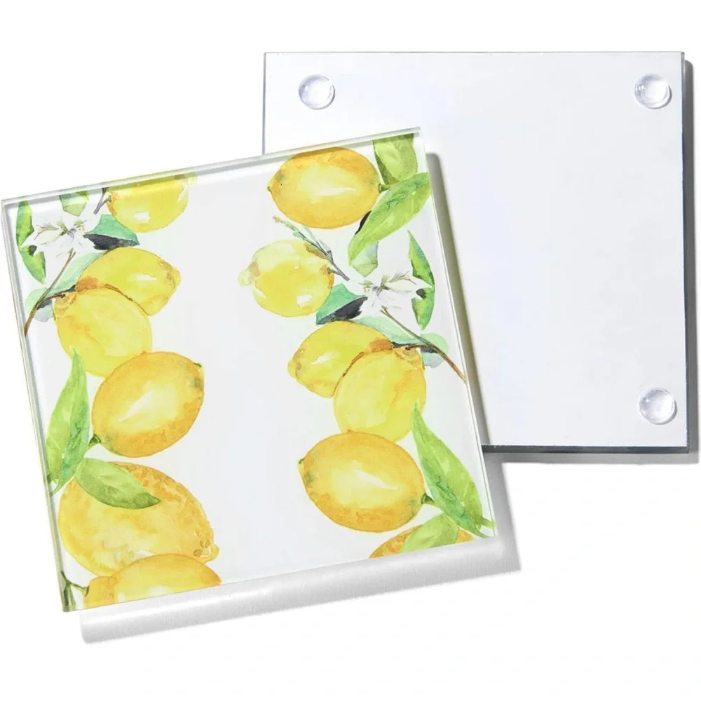 NWT American Atelier Glass Drink Coasters 4